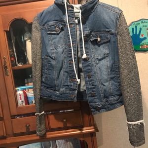 Girls blue jean jacket with hoodie
